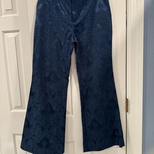 Anthropologie Navy Textured Trousers